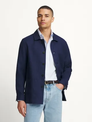 Faded navy linen chore jacket, Proper Cloth