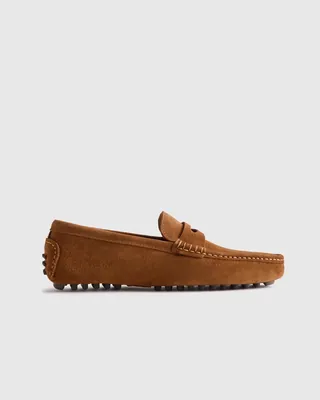 Whiskey suede driving loafers, Quince