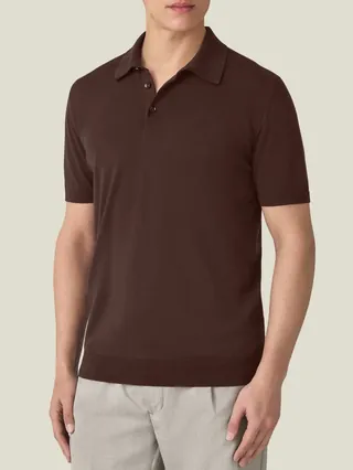 Chocolate knitted polo, Luca Faloni