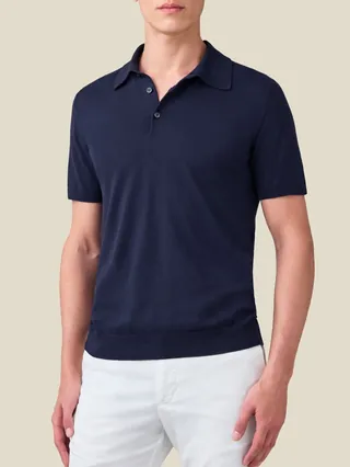 Midnight blue knitted polo, Luca Faloni