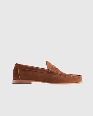Chocolate suede penny loafer