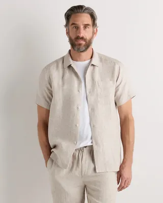 Flax linen camp-collar shirt